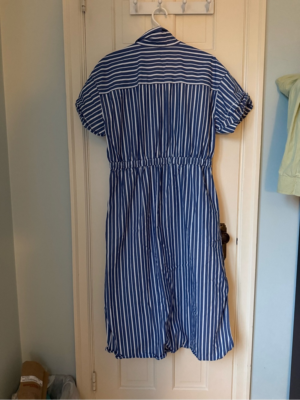 GAP Blue and White Striped Midi Shirt Dress, 100% cotton, size Large, pockets - Picture 8 of 9